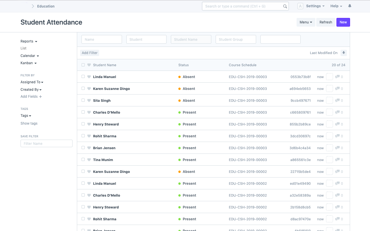 تتبع الحضور