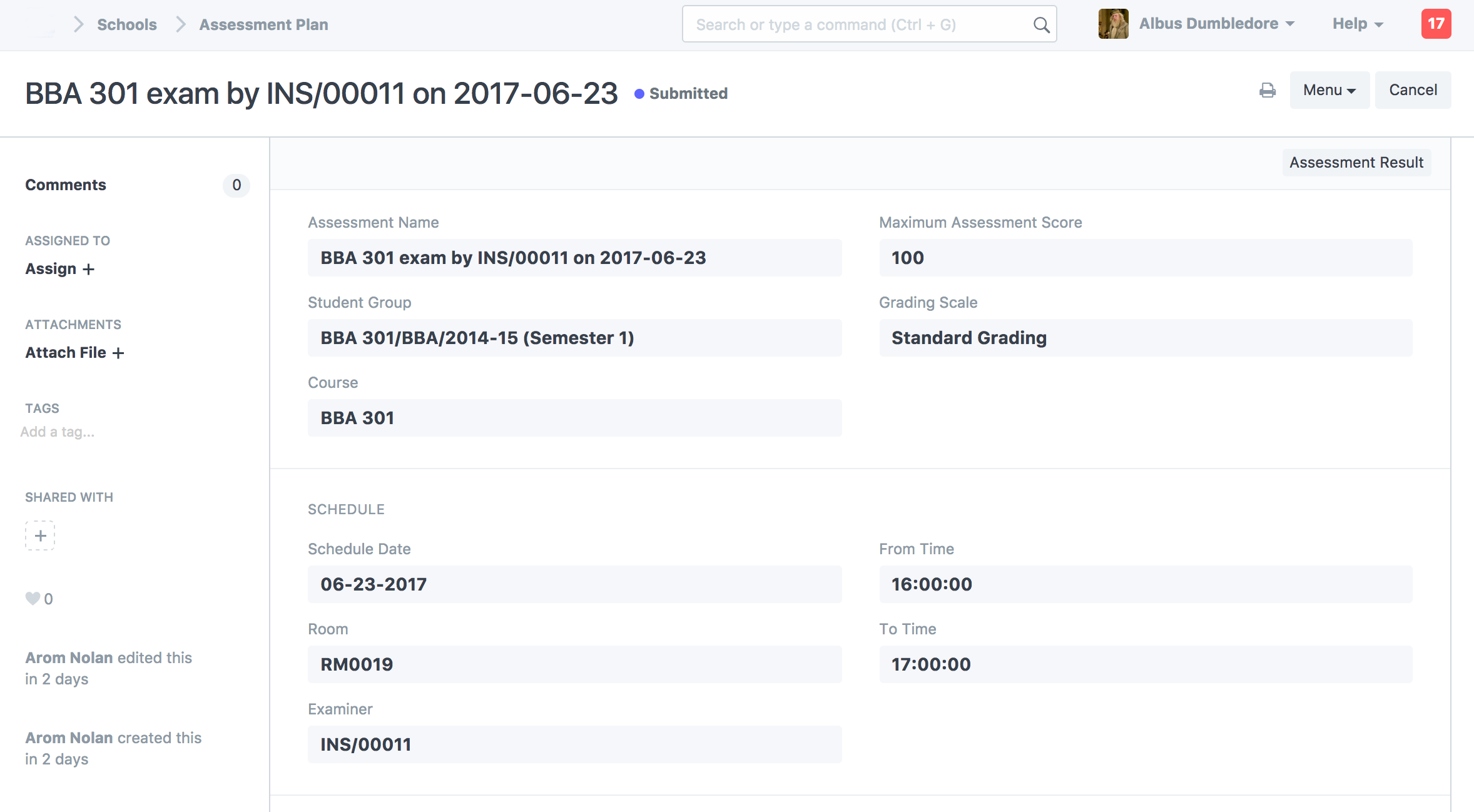 الدرجات والتقييم