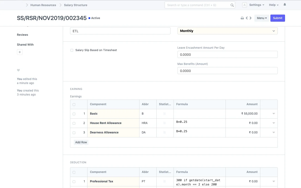 Customizable Salary Formulas