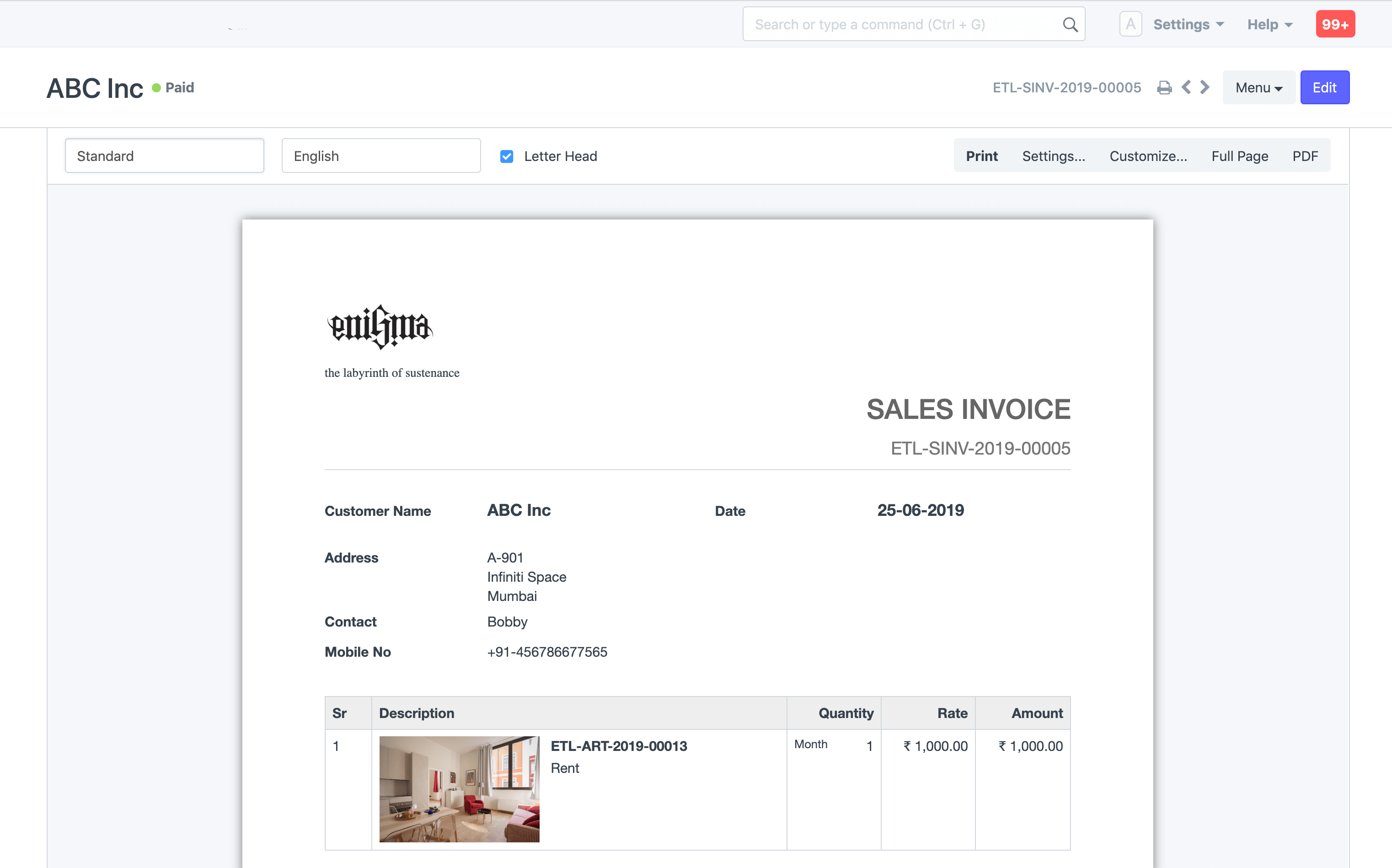 الفواتير والتسعير